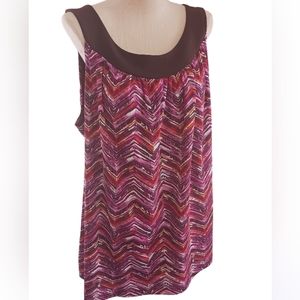 AGB Woman Pink Brown & Orange Sleevless blouse Sz 3X